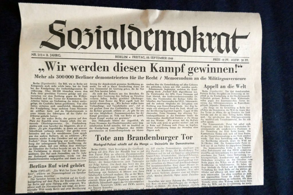Zeitung der Berliner SPD 1946: "Sozialdemokrat". Foto: Ulrich Horb